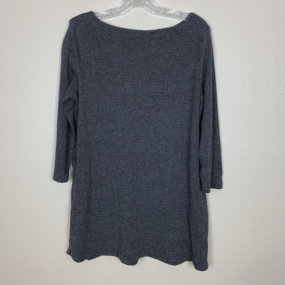 J. Jill Ponte Knit Tunic Top Womens Size M Gray Herringbone Boat Neck 3/4 Sleeve - Picture 3 of 15